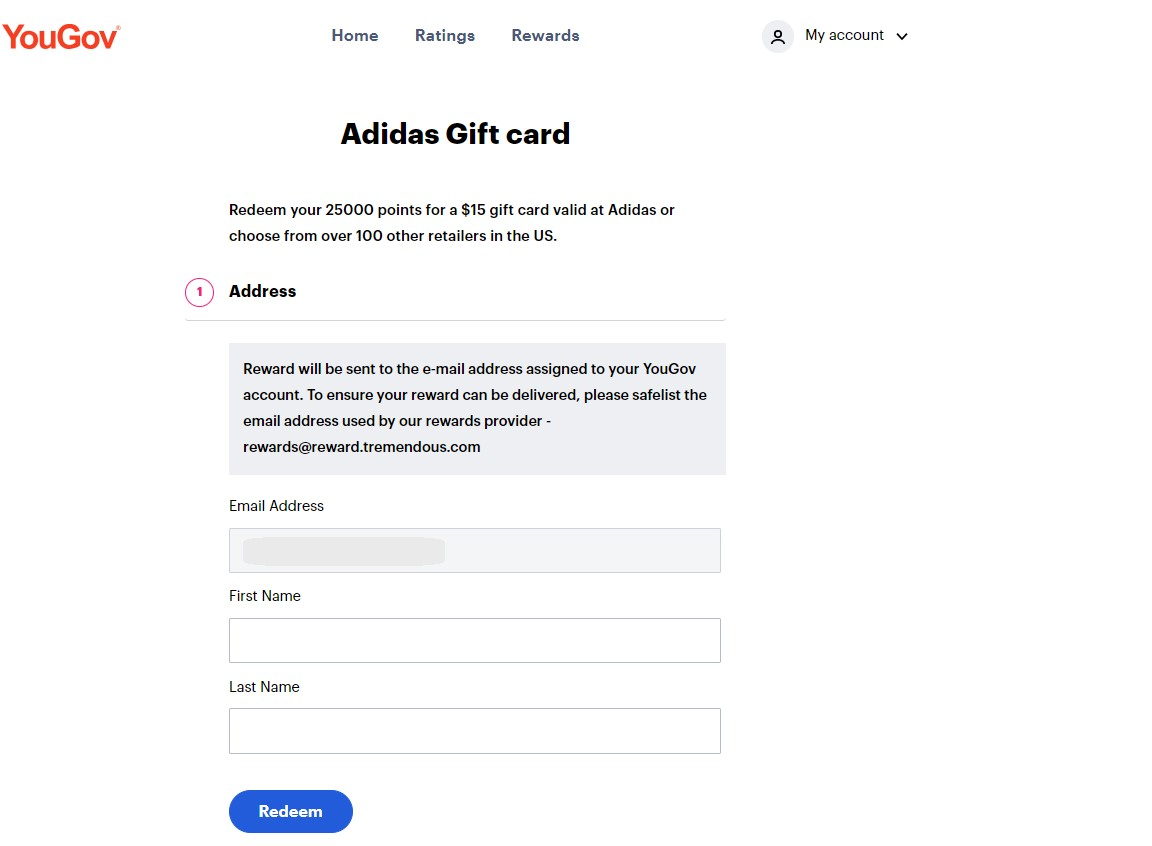 Adidas us clearance gift card redemption