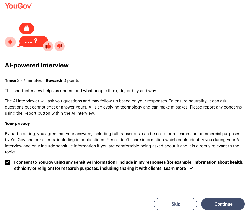 AI-powered interview, intro screen